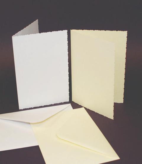 C6 DECKLED EDGE WHITE CARDS AND ENVELOPES.